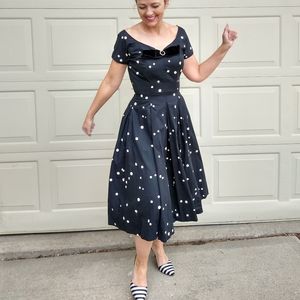 vintage 1950's JERRY GILDEN polka dot dress S